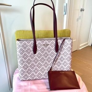 Kate Spade NWT spade design large tote with detachable wristlet.